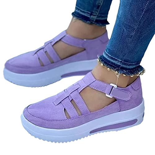 Swezida Tênis feminino, com fundo grosso para viajar, sapatos femininos para caminhada, suporte ortopédico para o arco, sandálias casuais para o trabalho Homraa