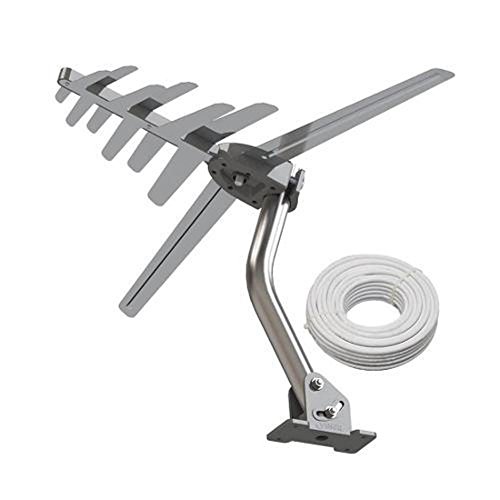 Kit Antena Digital Externa 4 em 1 Vhf/ Fm/ Uhf/ Hdtv + Cabo Coaxial 16Mts + Mastro de Fixação, Brasforma, SHD-8100K SHD8100K, AlumínioGrande