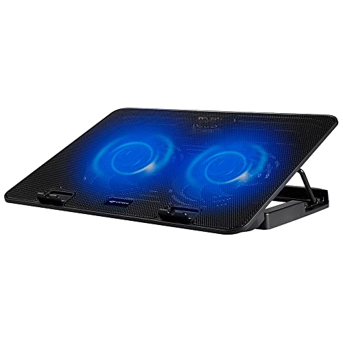 C3Tech Base para Notebook NBC-50BK 15,6" Refrigerada com 2 Coolers, Led de Iluminacao Azul, Inclinacao Ajustável em 5 niveis, com USB, cor Preta
