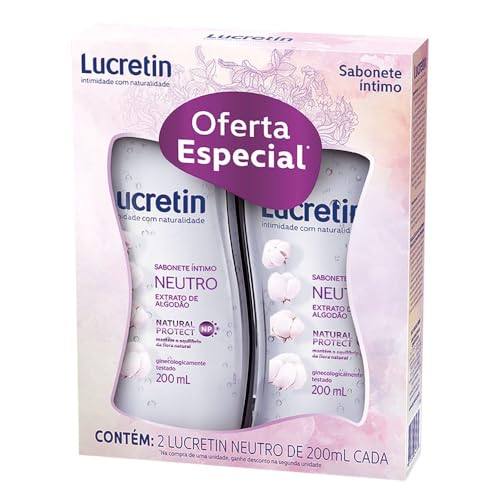 Lucretin Neutro - Kit Sabonete Líquido Íntimo, 200Ml, 2 Unidades