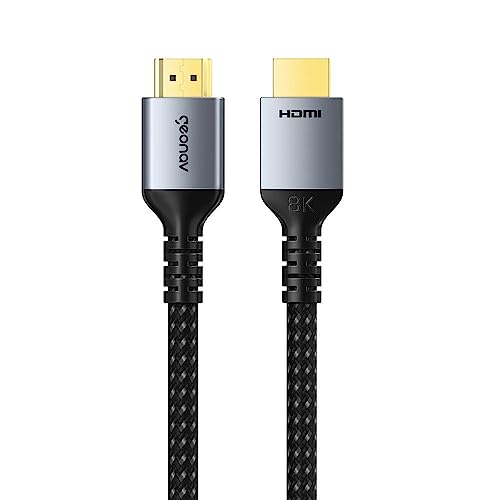 Geonav Cabo HDMI 2.1 Ultra High Speed, Suporta resolução 8K a 60Hz ou 4K a 120Hz, 2 metros, nylon trançado reforçado, HDMI2120, Cinza