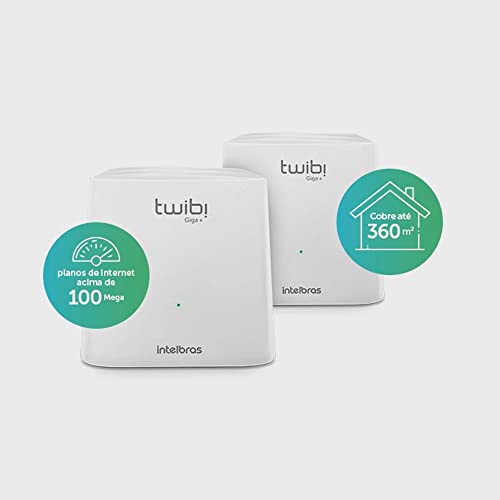 Kit Roteador Wi-Fi Mesh com 2 Unidades Twibi Giga+ Branco Intelbras
