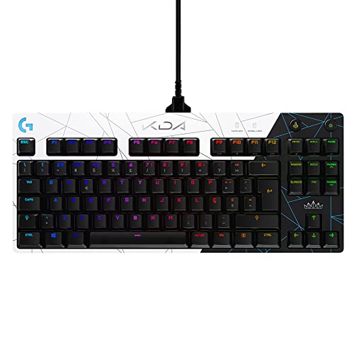 Teclado Mecânico Gamer Logitech G PRO K/DA com Layout US, RGB LIGHTSYNC, Design TKL, Cabo Destacável e Switch Exclusivo GX Brown Tactile - Edição Oficial League of Legends KDA