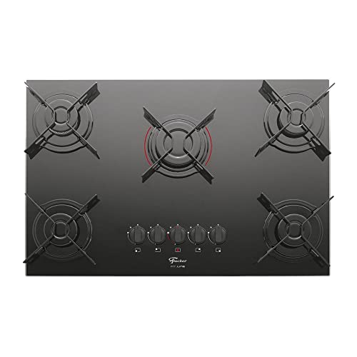 FISCHER COOKTOP À GÁS 5 BOCAS FIT LINE MESA VIDRO PRETO BIVOLT - 26343-57174