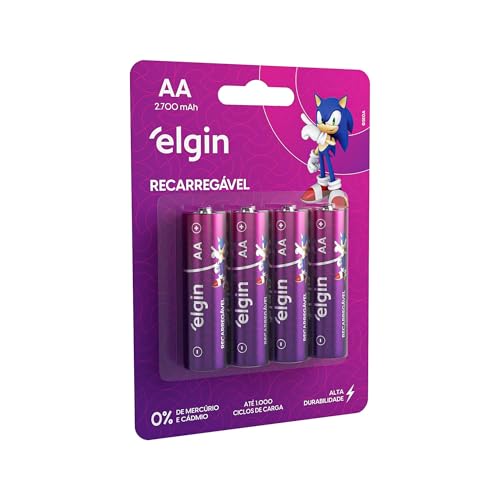 Pilha recarregável AA 2700Mah Elgin Com 4 unidades Comum