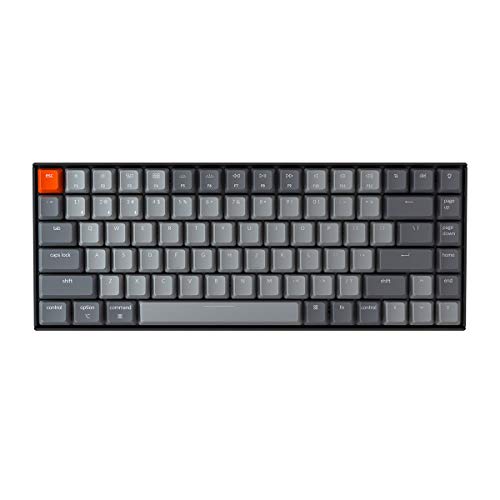 Keychron K2 Teclado mecânico Bluetooth com layout 75% com interruptor vermelho Gateron G Pro, retroiluminado com LED branco, antirfantasma/rolagem de tecla N-/teclado compacto de 84