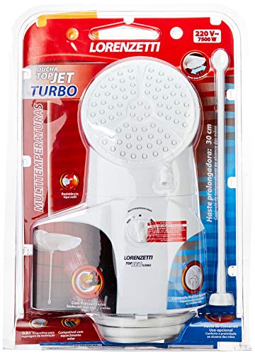 Ducha Top Jet Turbo Multitemperaturas 220V 7500W, Lorenzetti, 7541515, Branco, Pequeno