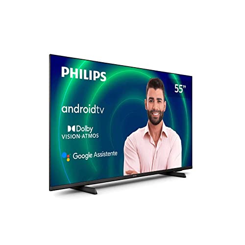 PHILIPS Android TV 55" 4K 55PUG7406/78, Google Assistant Built-in, Comando de Voz, Dolby Vision/Atmos, VRR/ALLM, Bluetooth 5.0