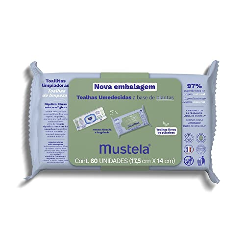 Mustela Toalhas Umedecidas À Base De Plantas 60 Unidades - Lenços Umedecidos Perfumados E Suaves Para Higiene Do Rosto Ao Bumbum – Com 97% De Ingredientes Naturais – Bebê E Criança