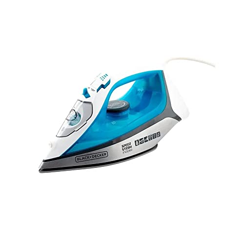 Black Decker Ferro de Passar Roupa, com Vaporizador, Base Antiaderente, Azul e Branco, Modelo FX3060, 110V