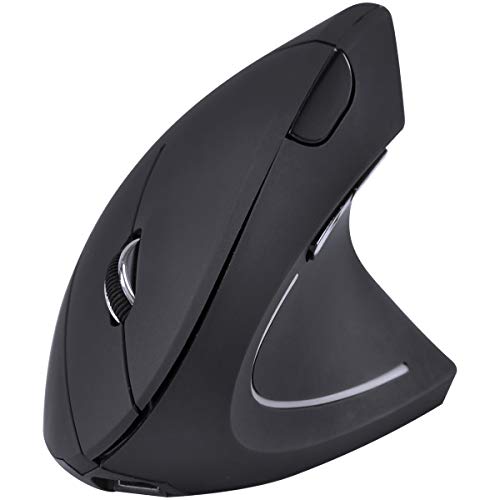 MOUSE SEM FIO RECARREGÁVEL 2.4 GHZ VERTICAL ERGONÔMICO ORTOPÉDICO POWER FIT 1600 DPI PRETO USB - PM300 - VINIK