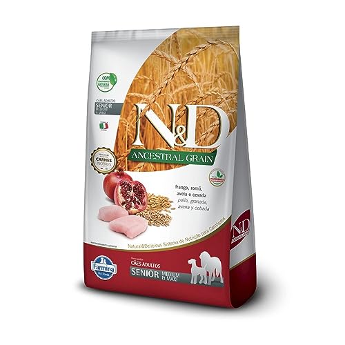 Farmina N&D Ancestral para Cães Idosos de Raças Médias Sabor Frango, Romã, Aveia e Cevada 10,1Kg