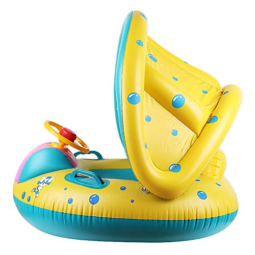 SYLOTS – Anel inflável para bebê, flutuador de natação para bebê, flutuador de piscina para bebês com toldo ajustável para proteção solar, assento inflável para crianças de 6 a 36 meses