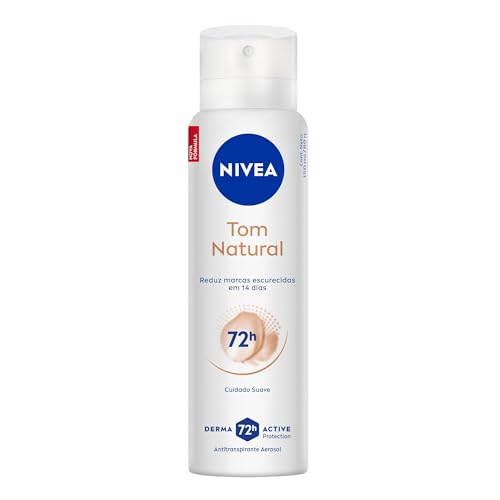 NIVEA Desodorante Antitranspirante Aerossol Tom Natural 150ml - Reduz marcas escuras e oferece proteção prolongada por 72 horas