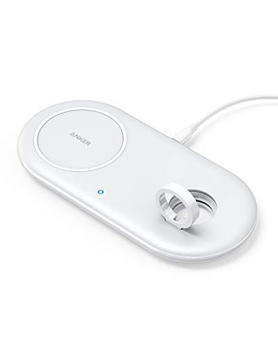 Anker Estação de carregamento sem fio, PowerWave+ Pad 2 em 1 com suporte para Apple Watch 5/4/3/2, carregador sem fio para iPhone 13, 12, 12 Pro Max, 11, AirPods (cabo de carregamento do relógio e adaptador CA não incluídos)