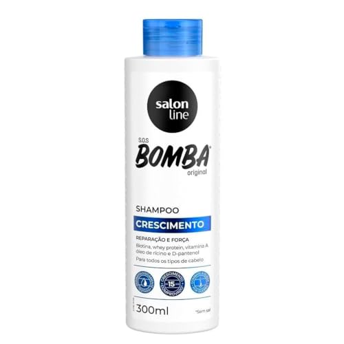 Salon Line, Shampoo, SOS Bomba, Crescimento, Reparação e Força - Todos os Tipos de Cabelos, 300 ml