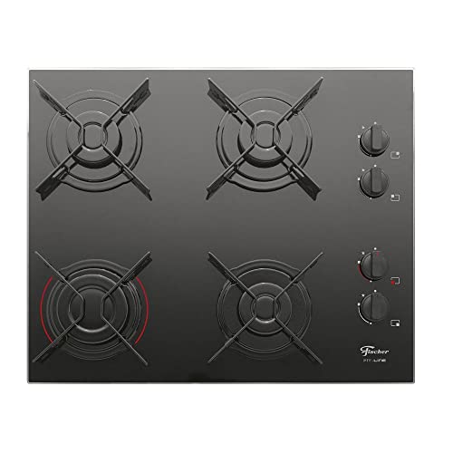 FISCHER COOKTOP À GÁS 4 BOCAS FIT LINE MESA VIDRO PRETO BIVOLT - 26342-57175