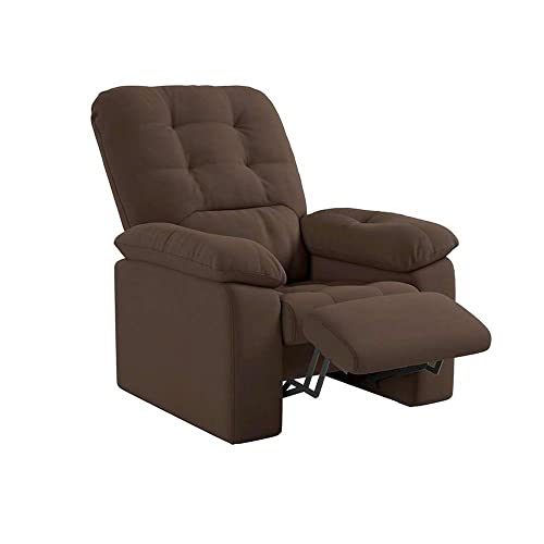 Poltrona Do Papai Reclinável Suede Veludo Estoril Marrom