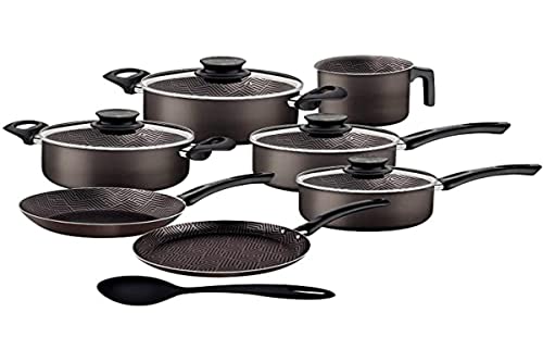 Jogo de Panelas Tramontina Paris Alumínio Antiaderente Starflon Max Chumbo 7 Peças + Colher