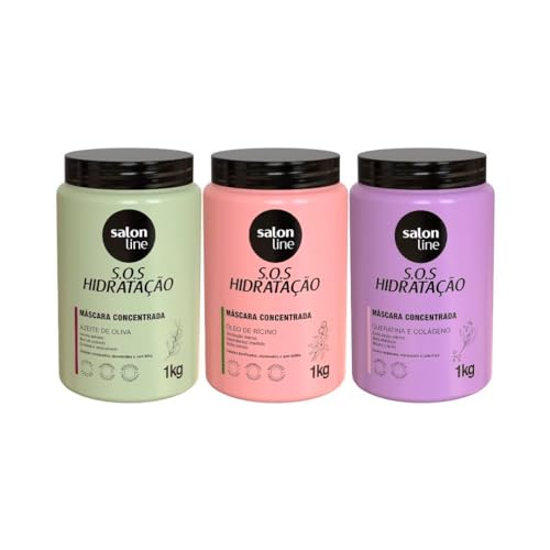 Salon Line, SOS Hidratação, Cronograma Capilar, Somente a Máscara Capilar Bio-Recostrução Não é Vegana - Para Cabelos Ondulados, Cacheados e Crespos, 1 kg