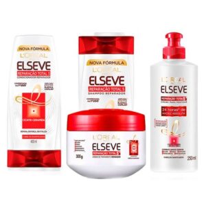 Kit Elseve Reparação Total 5 Shampoo Condicionador Creme de Pentear Tratamento