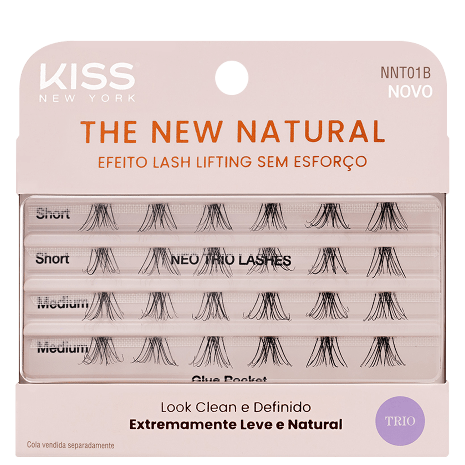 Cílios Individuais Kiss New York The New Natural Neo Trio Lashes NNT01 24 unidades