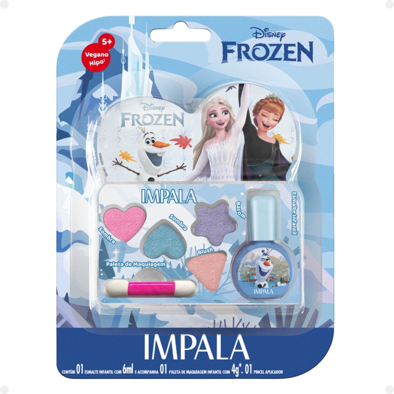 Kit Paleta de Maquiagem e Esmalte Infantil Impala Frozen