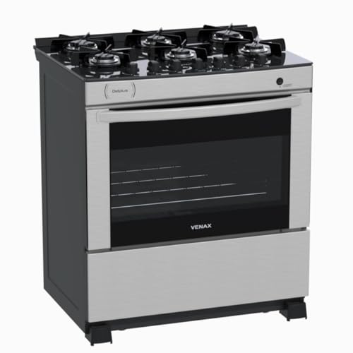 Fogao 6 Bocas Venax Delplus Vitreo Bl Inox Gas Glp
