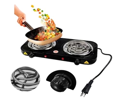 Fogão Fogareiro Elétrico Portátil 2 Bocas - 110V ou 220V (110V - Preto)