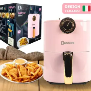 Air Fryer Dessini Elétrica Rosa Design Premium Italiano 220V