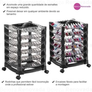 Carrinho Auxiliar Manicure Organizador Expositor 168 Esmaltes 1 Unidade