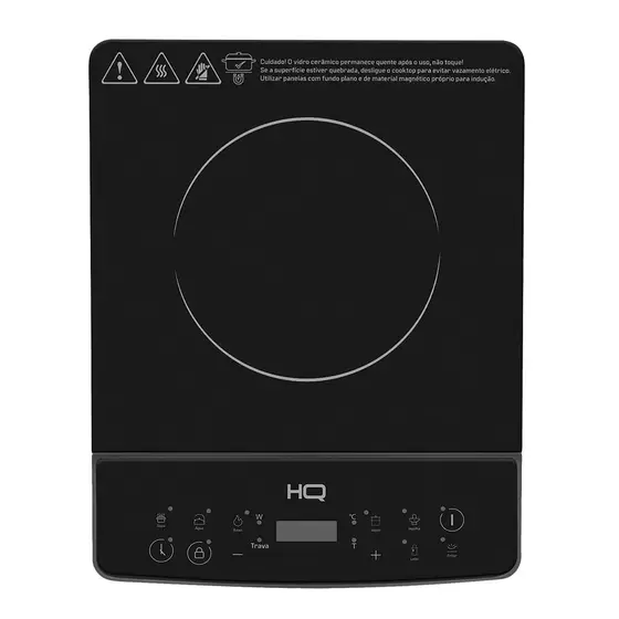 Cooktop de Indução HQ 1 Boca Portátil 2000W Preto 220V HQ-IDS2001