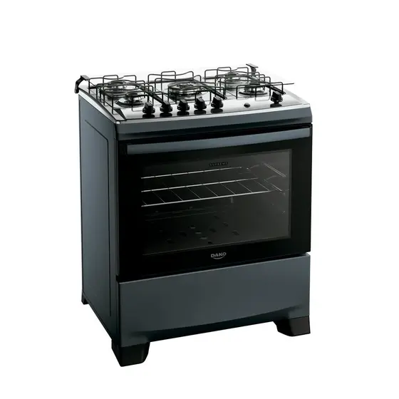 Fogão a Gás Dako 5 Bocas Titanium com Mesa de Inox e Forno 100L Bivolt Supreme