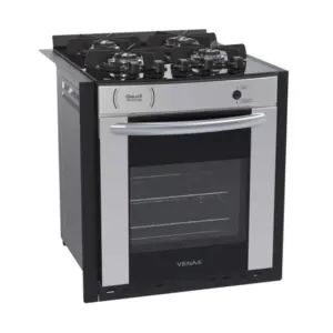Fogão a Gás de Embutir Venax 4 Bocas Inox Bivolt Gaudi Prisma Vitreo BL