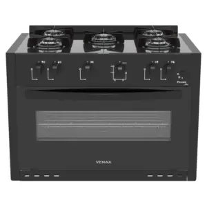 Fogão a Gás de Embutir Venax 5 Bocas Preto Picasso Line