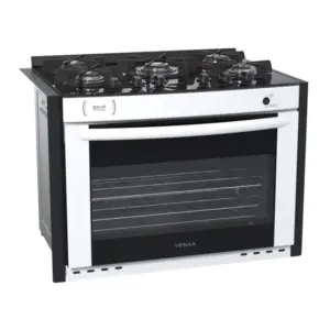 Fogão a Gás de Embutir Venax 5 Bocas Branco Gás GLP Gaudi Prisma Vitreo BL