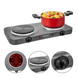 Fogão Elétrico de Mesa Lenoxx 2 Bocas Luz Piloto 5 Níveis Temperatura Termostato de Segurança Grand Pratic PFE353