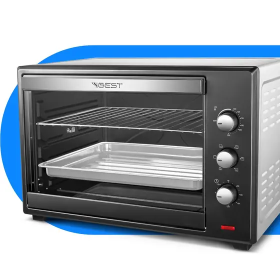 Forno Elétrico Bancada Best 60L com Espeto Giratório Preto Branco 1800W 127V Plus