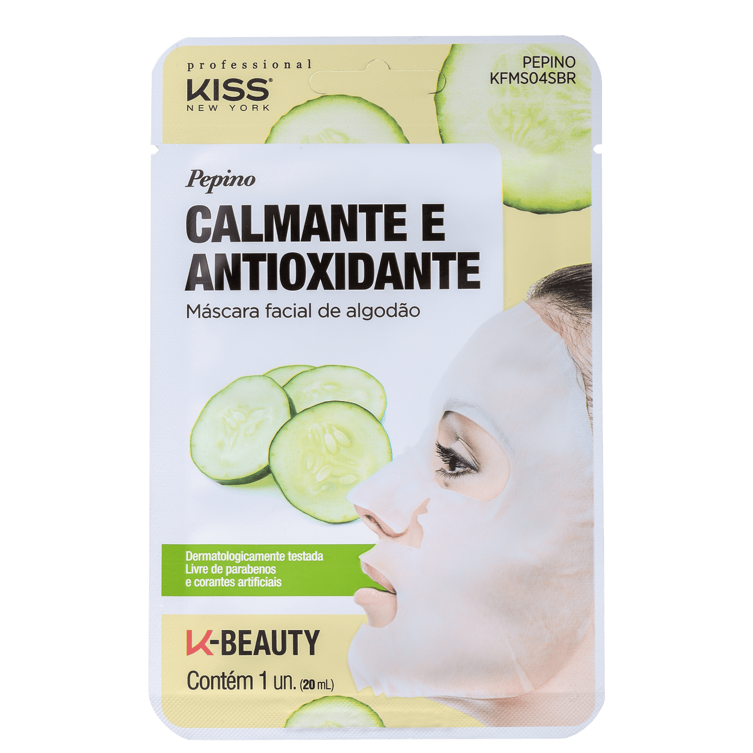 Máscara Calmante Kiss New York Pepino 20ml