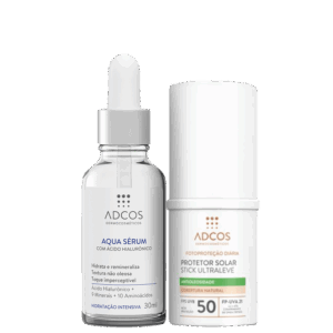 Kit Adcos Aqua Sérum Fotoproteção Diária Stick Ultraleve FPS 50 Beige 2 Produtos