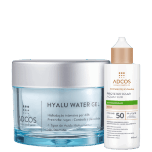 Kit Adcos Hyalu Water Gel Fotoproteção Diária Aqua Fluid FPS50 Beige 2 Produtos