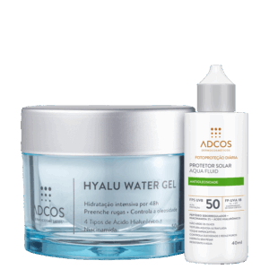 Kit Adcos Hyalu Water Gel Fotoproteção Diária Aqua Fluid FPS50 Incolor 2 Produtos