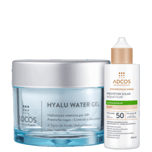 Kit Adcos Hyalu Water Gel Fotoproteção Diária Aqua Fluid FPS50 Ivory 2 Produtos