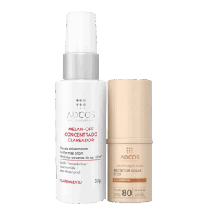 Kit Adcos Melan-Off Concentrado Fotoproteção Diária Stick FPS 80 Peach 2 Produtos