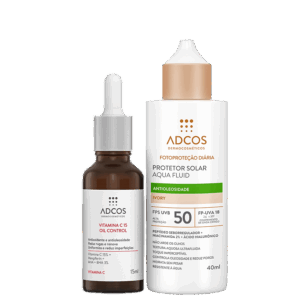 Kit Adcos Vitamina C 15 Aqua Fluid FPS50 Ivory 2 Produtos
