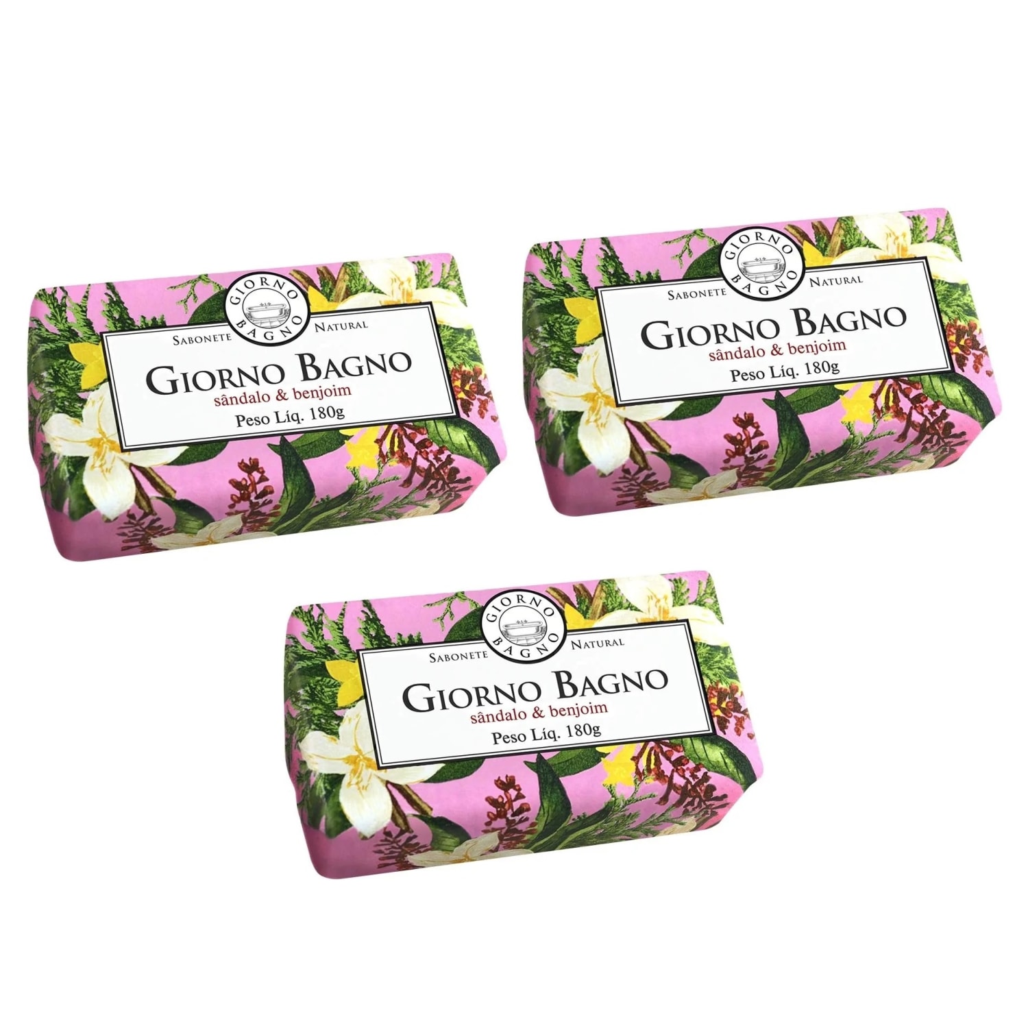 Kit Sabonete em Barra Giorno Bagno Sândalo & Benjoim 180g 3 Unidades