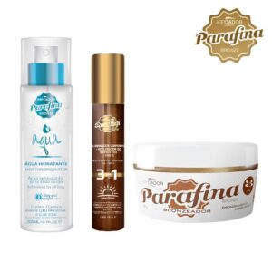 Kit Bronzeador Parafina Bronze FPS8 Solar Shine 3em1 AQUA Hidratante