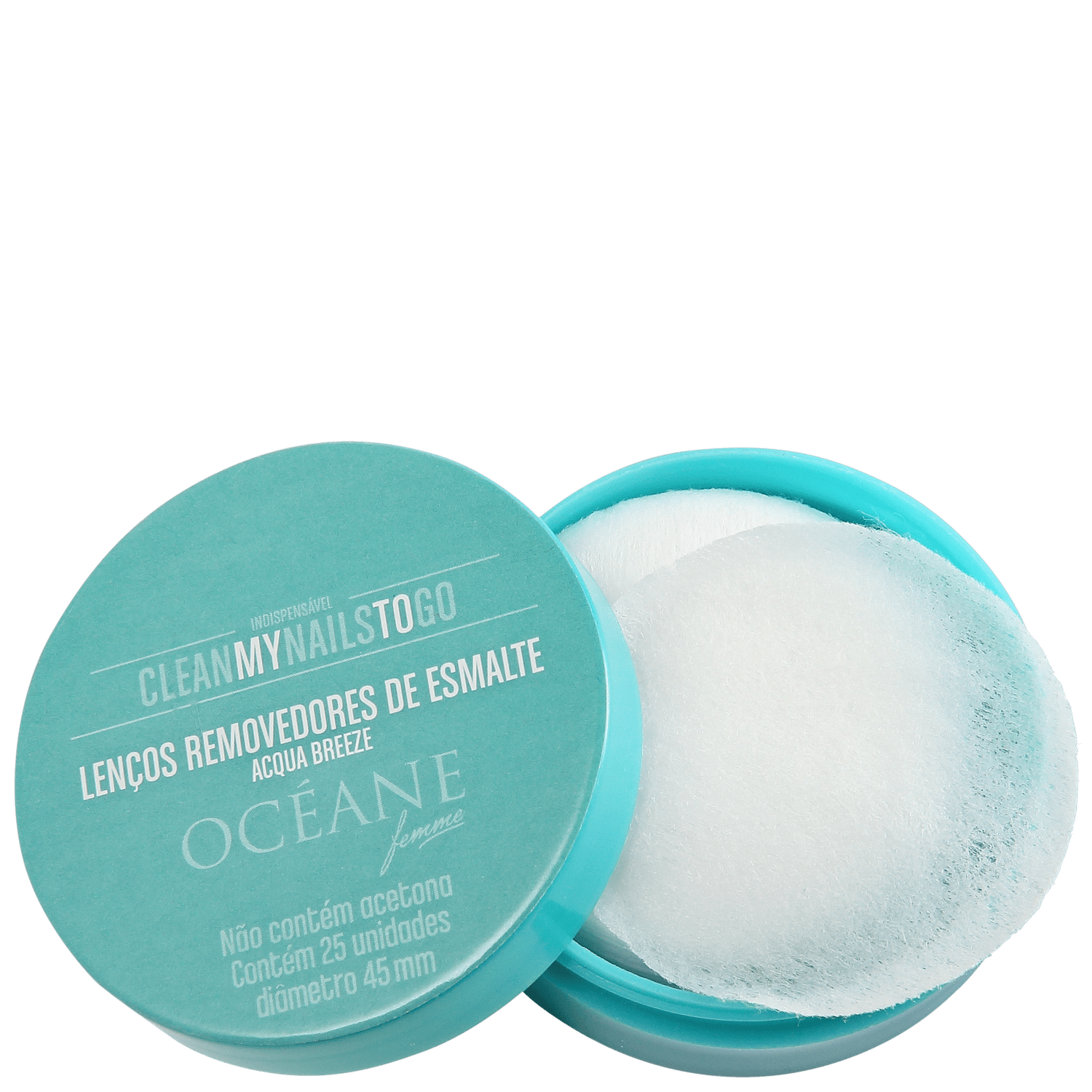 Lenço Removedor de Esmalte Océane Clean My Nails To Go Acqua Breeze 25 unidades