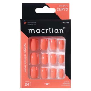 Unhas Postiças Macrilan Curtas UP214A Coral 24un