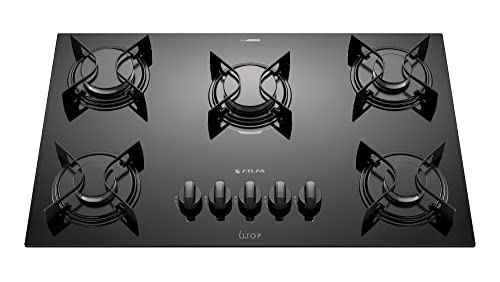 Cooktop 5 Bocas Preto com Mesa de Vidro Atlas U Top Bivolt